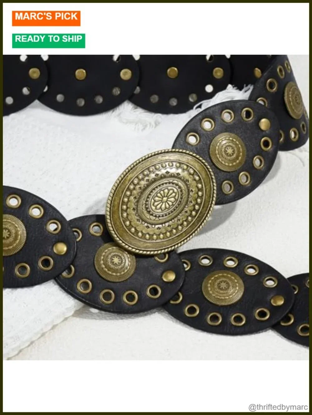 Wide Disc Belt PU Leather Western Vintage Waist Belt for Women